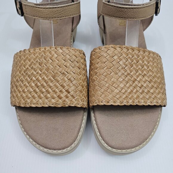 NEW Munro Conner Sandal Womens 10 WIDE Tan Leather Woven Platform Comfort Summer - Picture 5 of 14